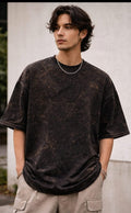 Acid wash brown oversized t shirt unisex 240gsm french terry cotton
