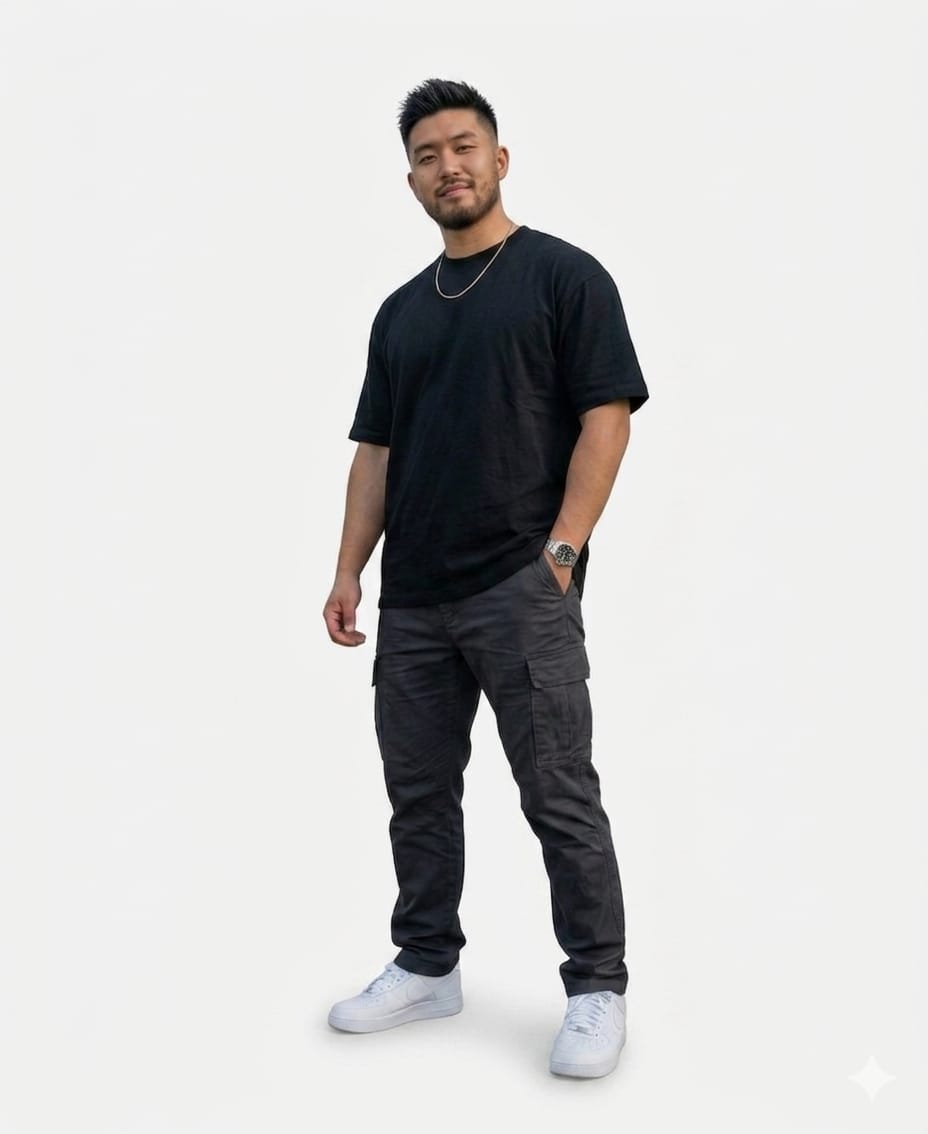 Solid colour Oversized T shirt - Black
