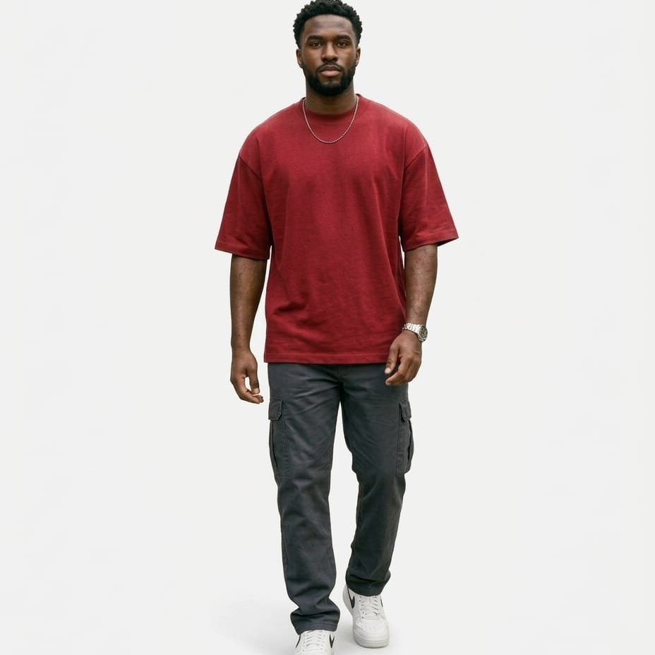 Solid colour Oversized T shirt - Red