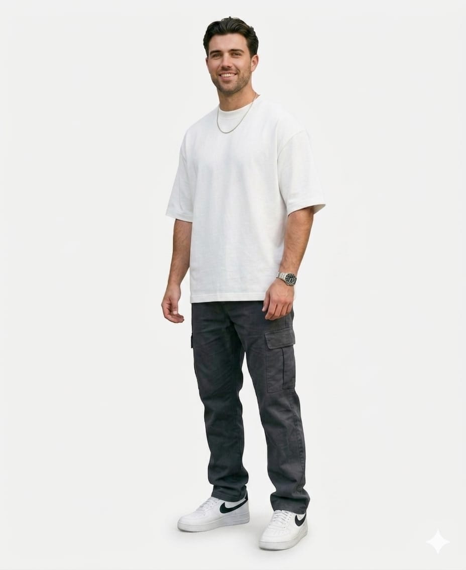Solid colour Oversized T shirt - White