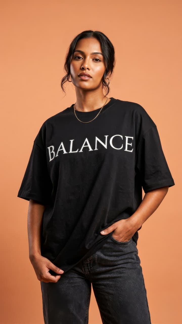 Balance Yin Yang Black Oversized T-shirt